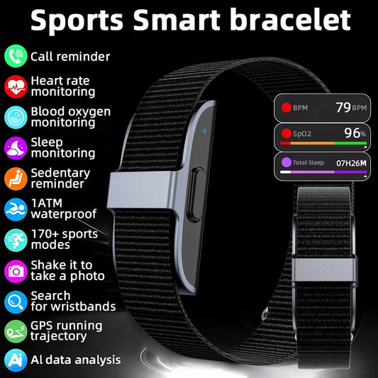 Sports smart bracelet with heart rate, blood oxygen and sleep monitoring, multi-sport modes