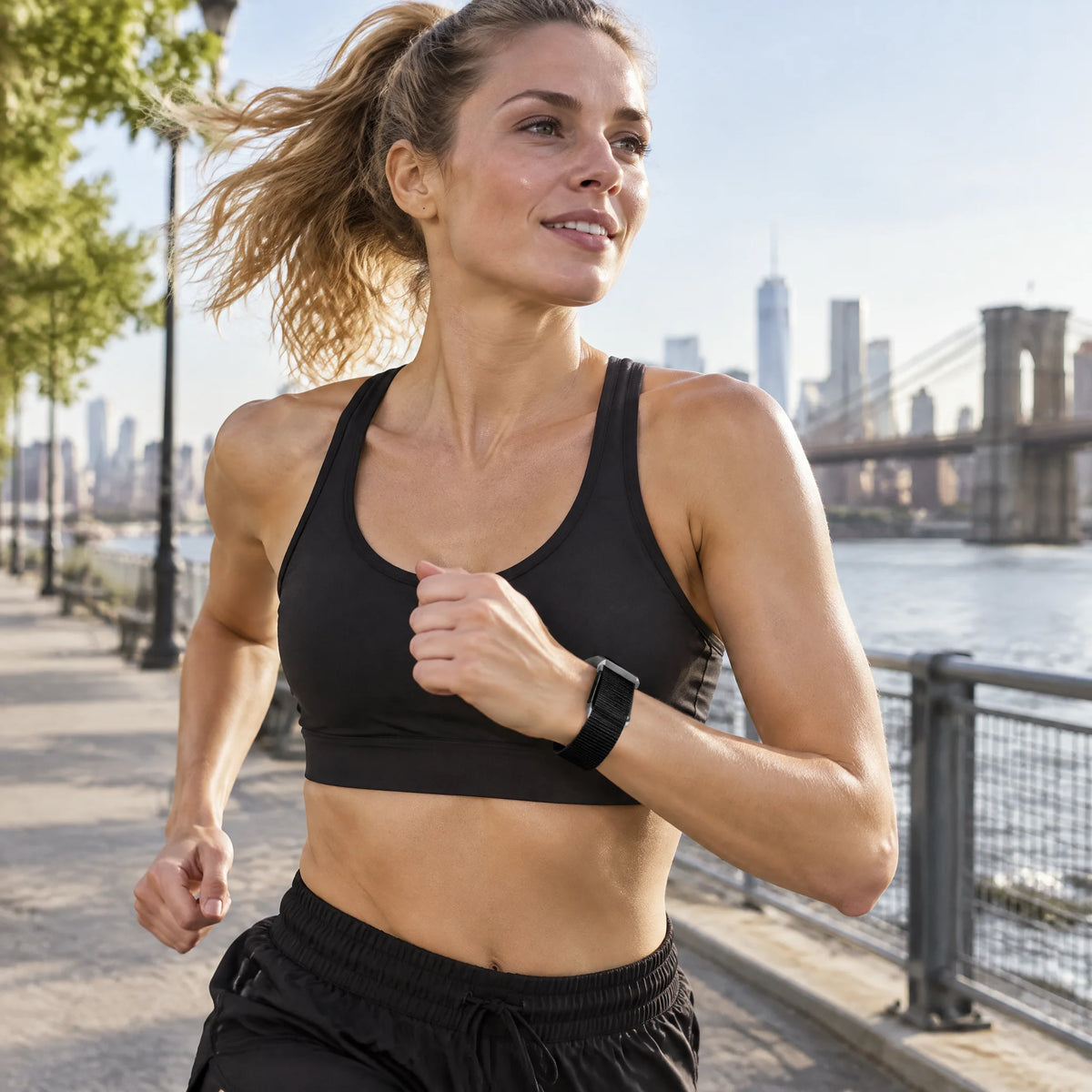 Smart band tracking a morning run