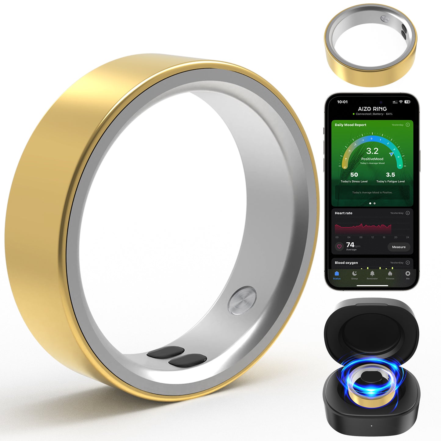 Osawalla Smart Ring –  Advanced Health & Fitness Tracker (Call Alerts, Temp/HR/Women's Health) | iOS/Android No Subscription