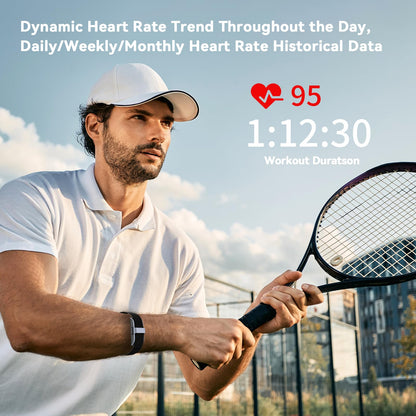 Smart Fitness Tracker Bracelet - 24/7 Health Monitor (HR/SpO2/HRV/Stress/Sleep) 170+ Sports IP68 | 2 Bands