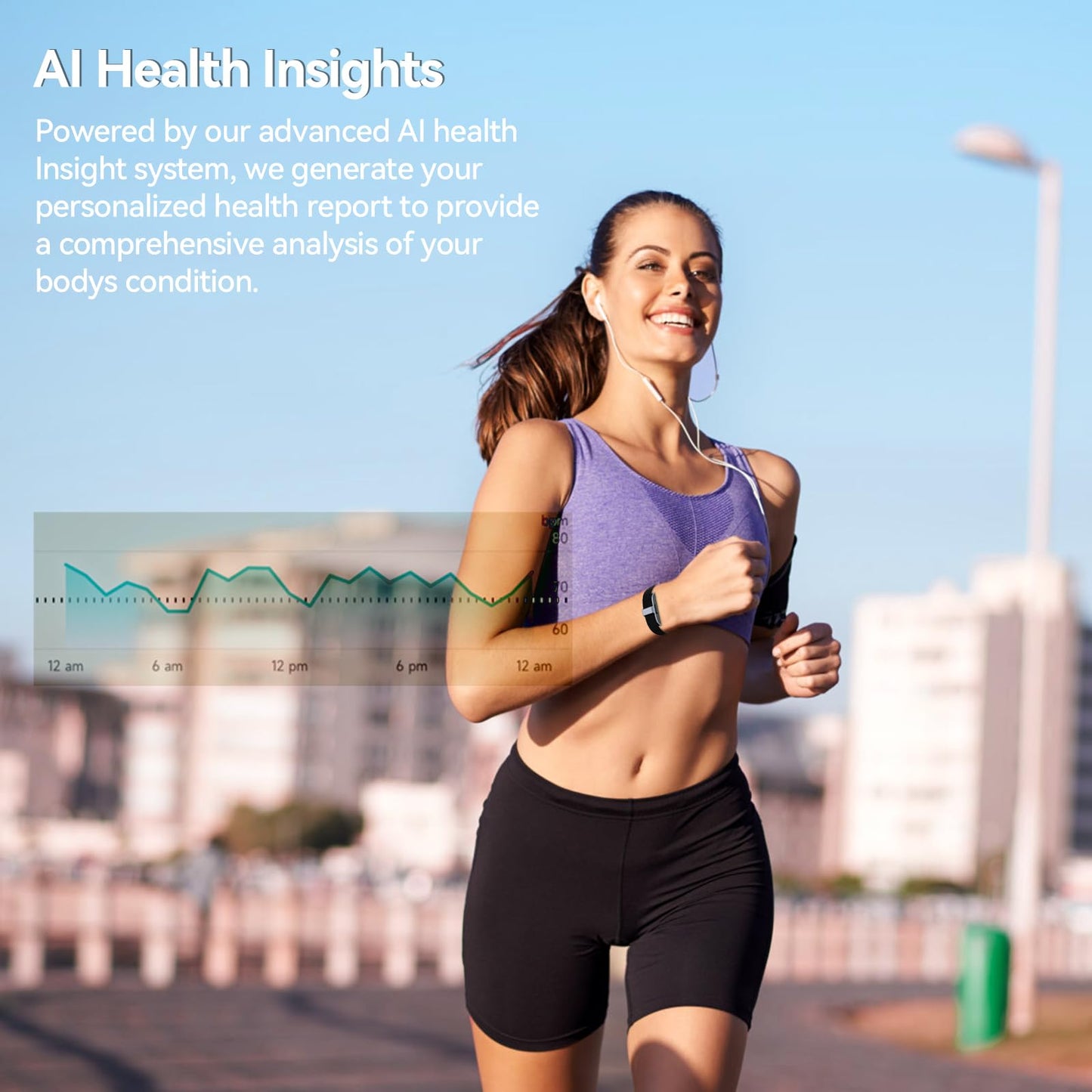 Smart Fitness Tracker Bracelet - 24/7 Health Monitor (HR/SpO2/HRV/Stress/Sleep) 170+ Sports IP68 | 2 Bands