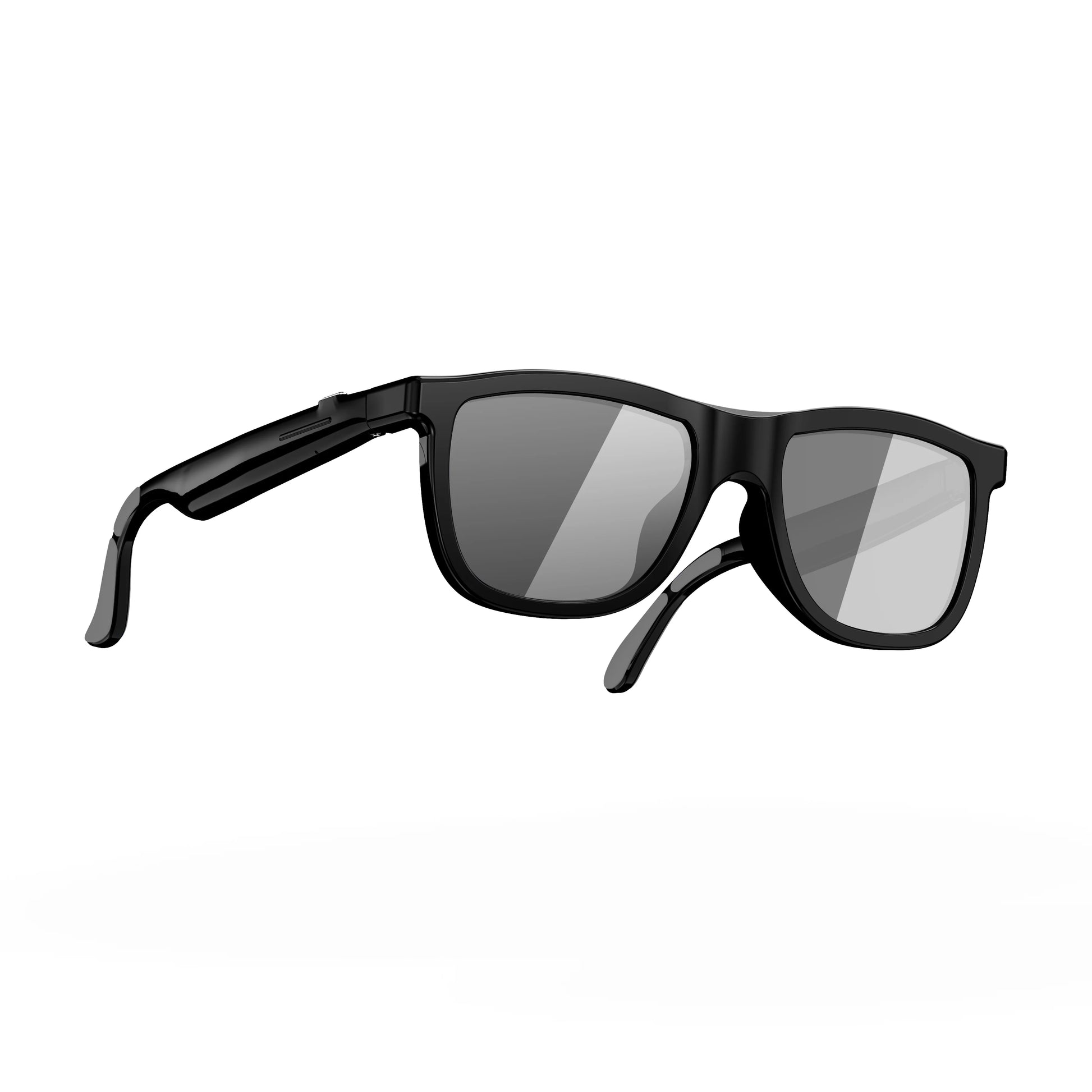 Black frame gray lens electrochromic smart Bluetooth audio sunglasses