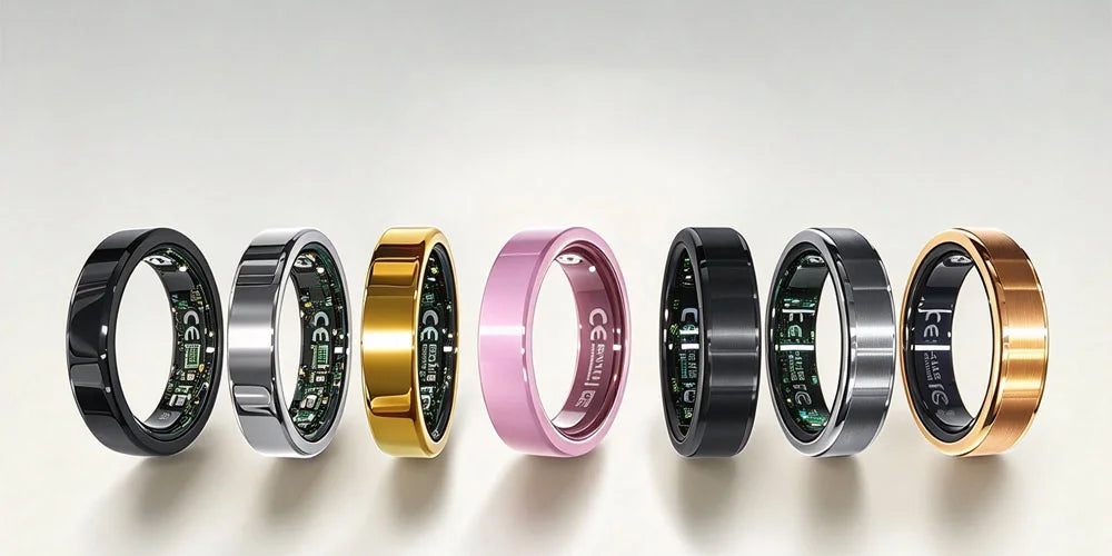 OSAWALLA smart ring, dark studio shot