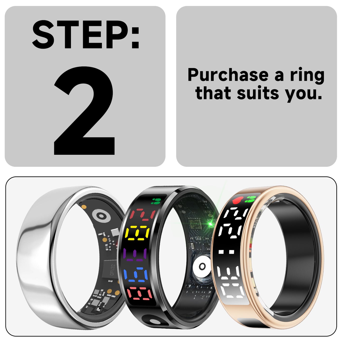 Smart Ring Sizer Kit (6-14 Sizes) - IP68 Waterproof, No Subscription