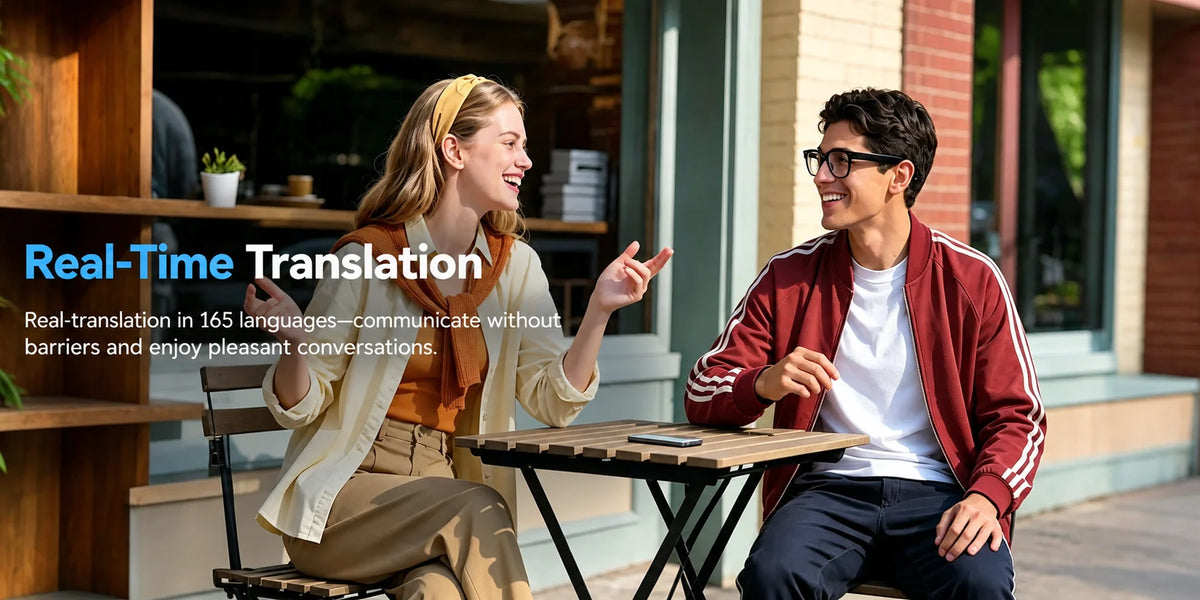 Osawalla Daily Core Camera Glasses with real-time translation supporting 165 languages, break language barriers for face-to-face conversations