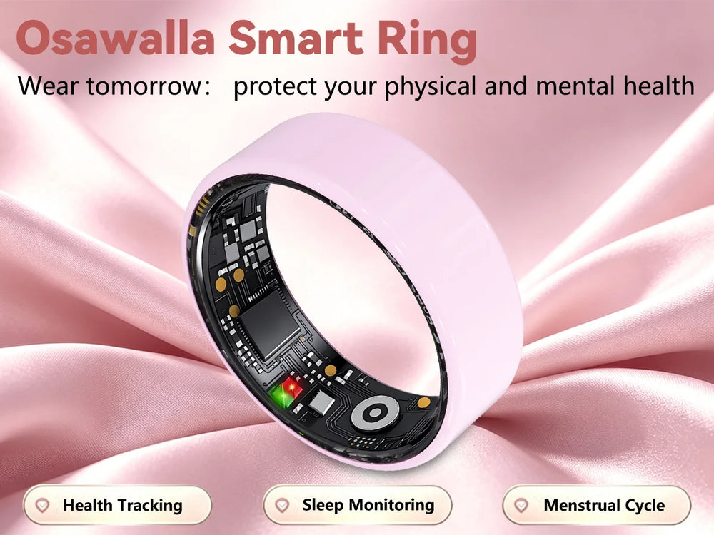 Osawalla Ceramic Pro Smart Ring cutaway view, pink ceramic smart ring with health tracking, sleep and menstrual cycle monitoring