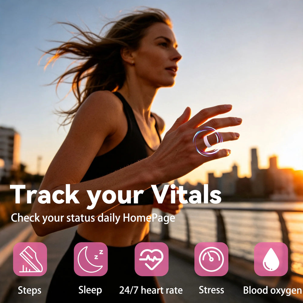 Osawalla Ceramic Pro Smart Ring tracks vitals: steps, sleep, 24/7 heart rate, stress and blood oxygen during workout
