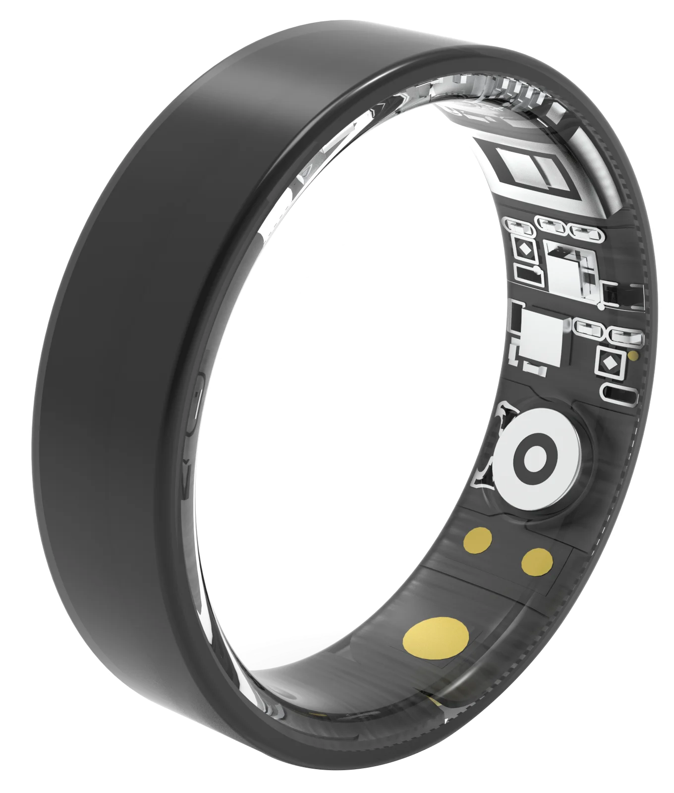 Osawalla RP02 black smart ring internal sensors and electronics cutaway view