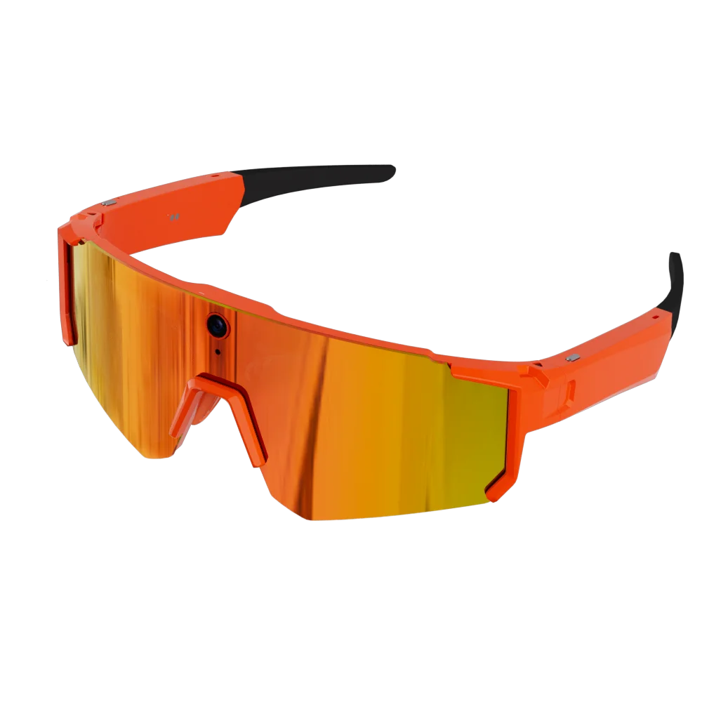Osawalla smart camera glasses with orange frame and yellow lenses