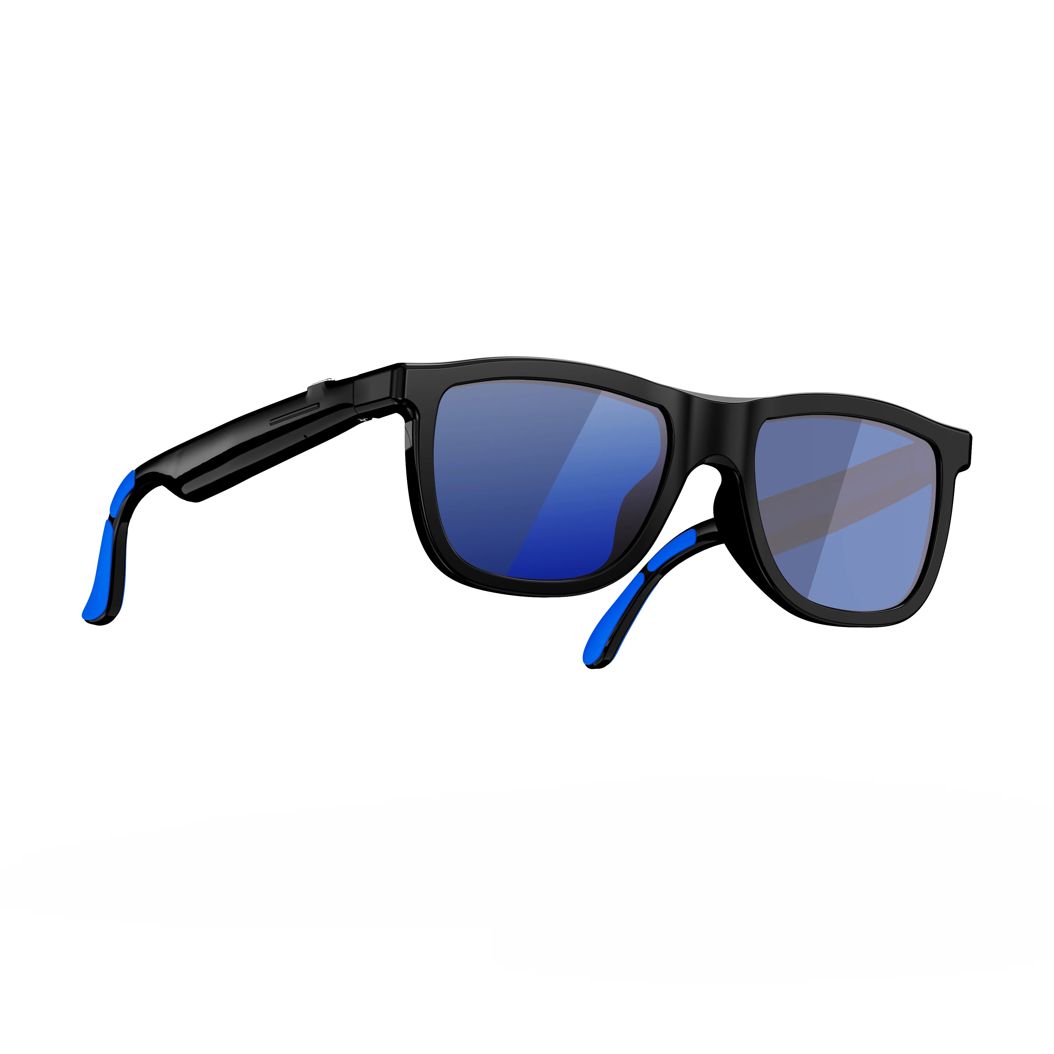 Osawalla square frame electrochromic smart Bluetooth audio glasses blue lens