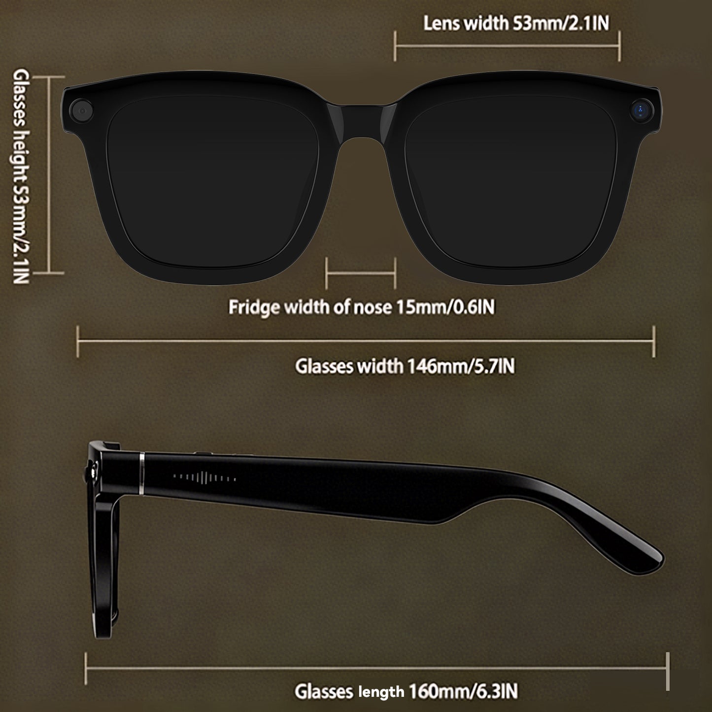 Smart Polarized Glasses - 5MP Hidden Camera 2K Recording | Bluetooth Calls/Music