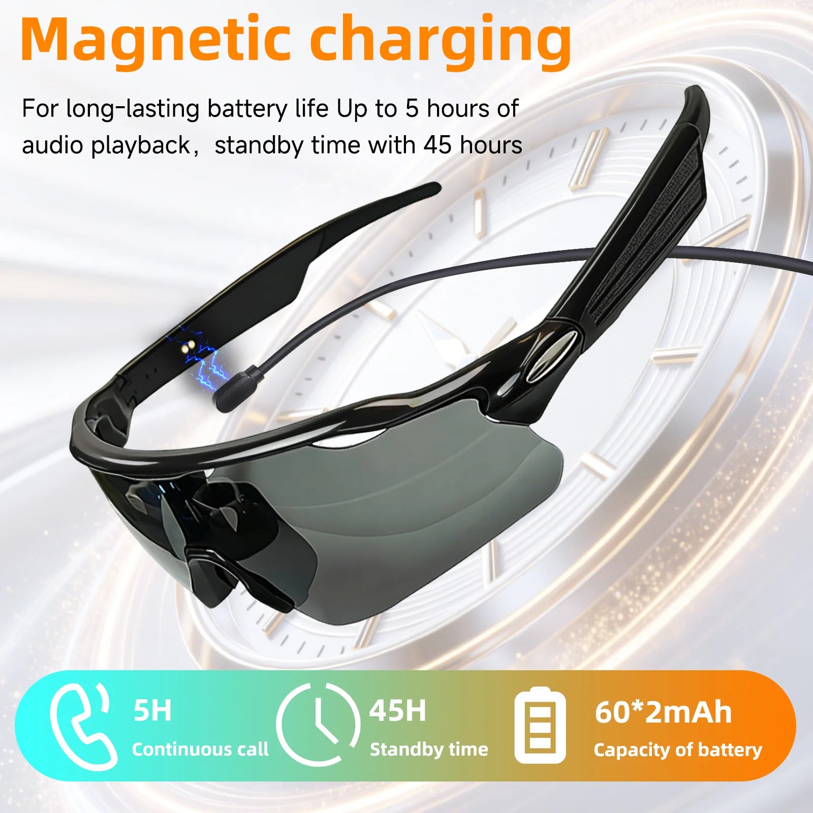 Osawalla smart glasses with magnetic charging and 5-hour battery life