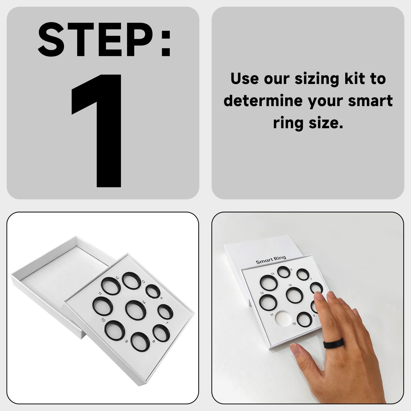 Smart Ring Sizer Kit (6-14 Sizes) - IP68 Waterproof, No Subscription
