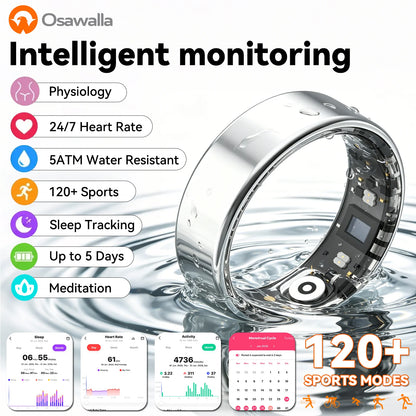 Osawalla RP02 smart ring with intelligent monitoring for heart rate, sleep, sports, and menstrual cycle