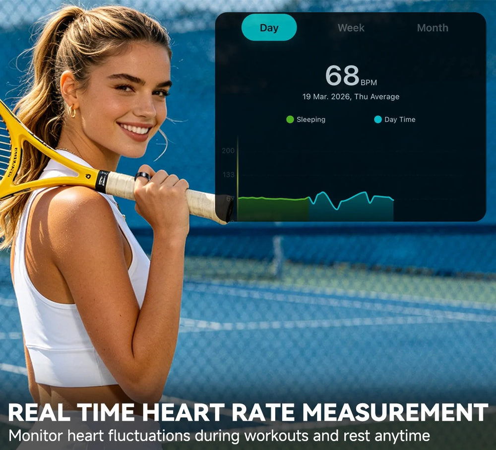 Osawalla Qring real-time heart rate measurement during tennis workout