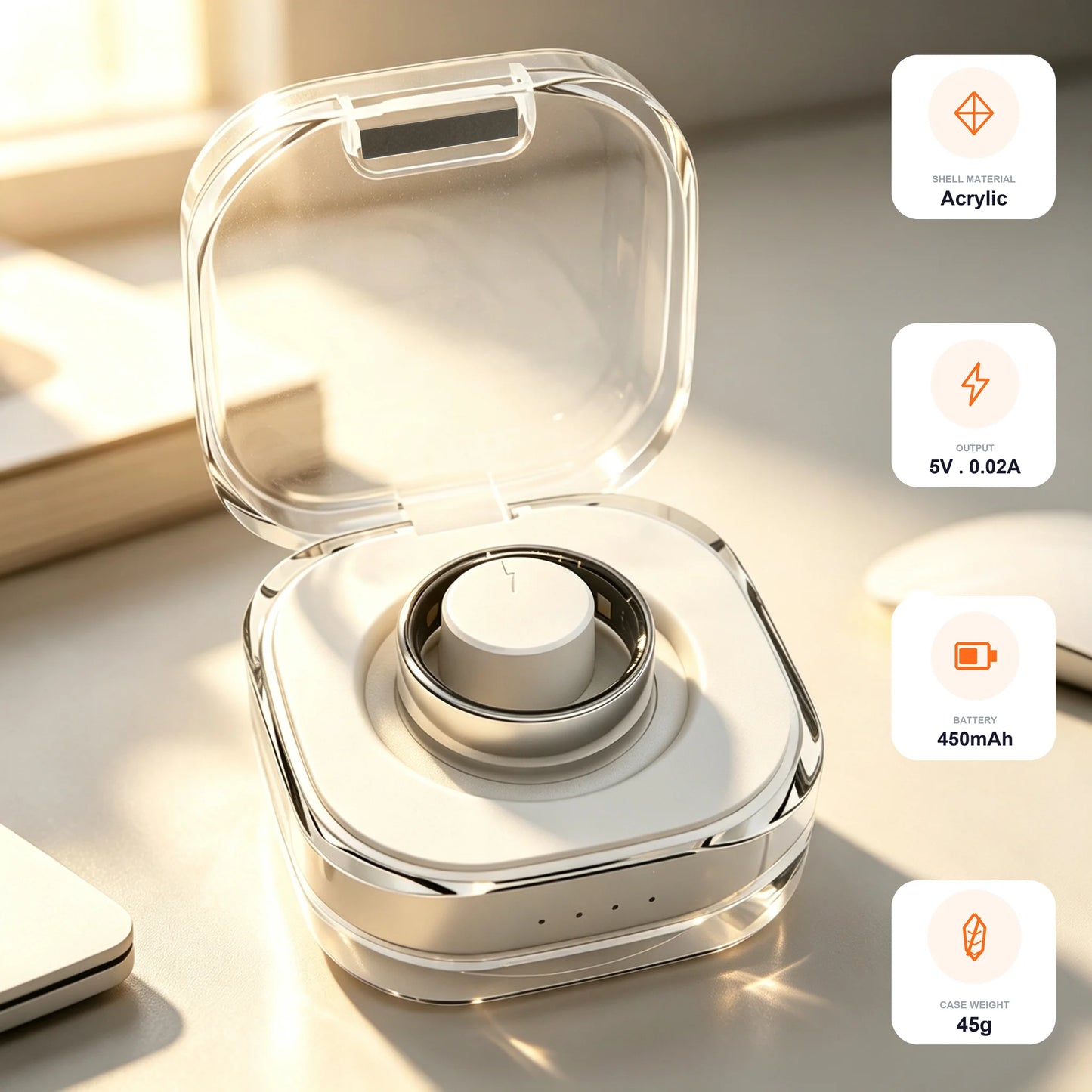 Clear Smart Ring Charging Case