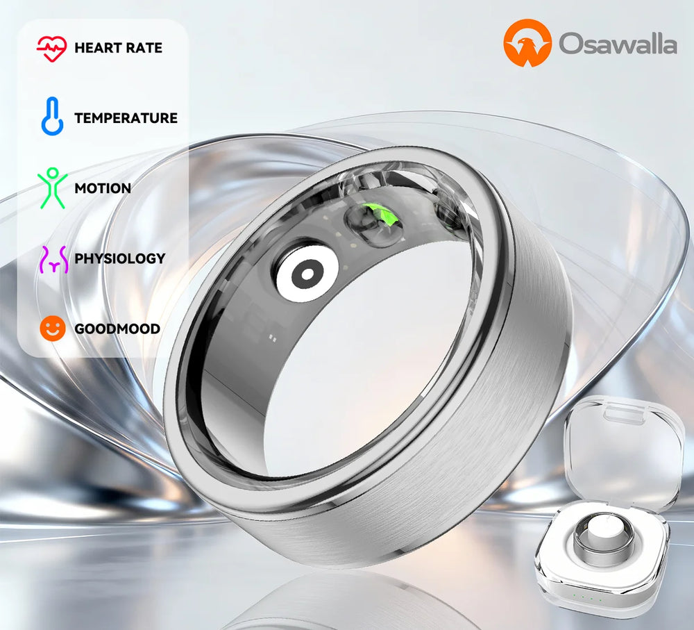 Osawalla Qring health tracking ring with heart rate temperature motion sensors
