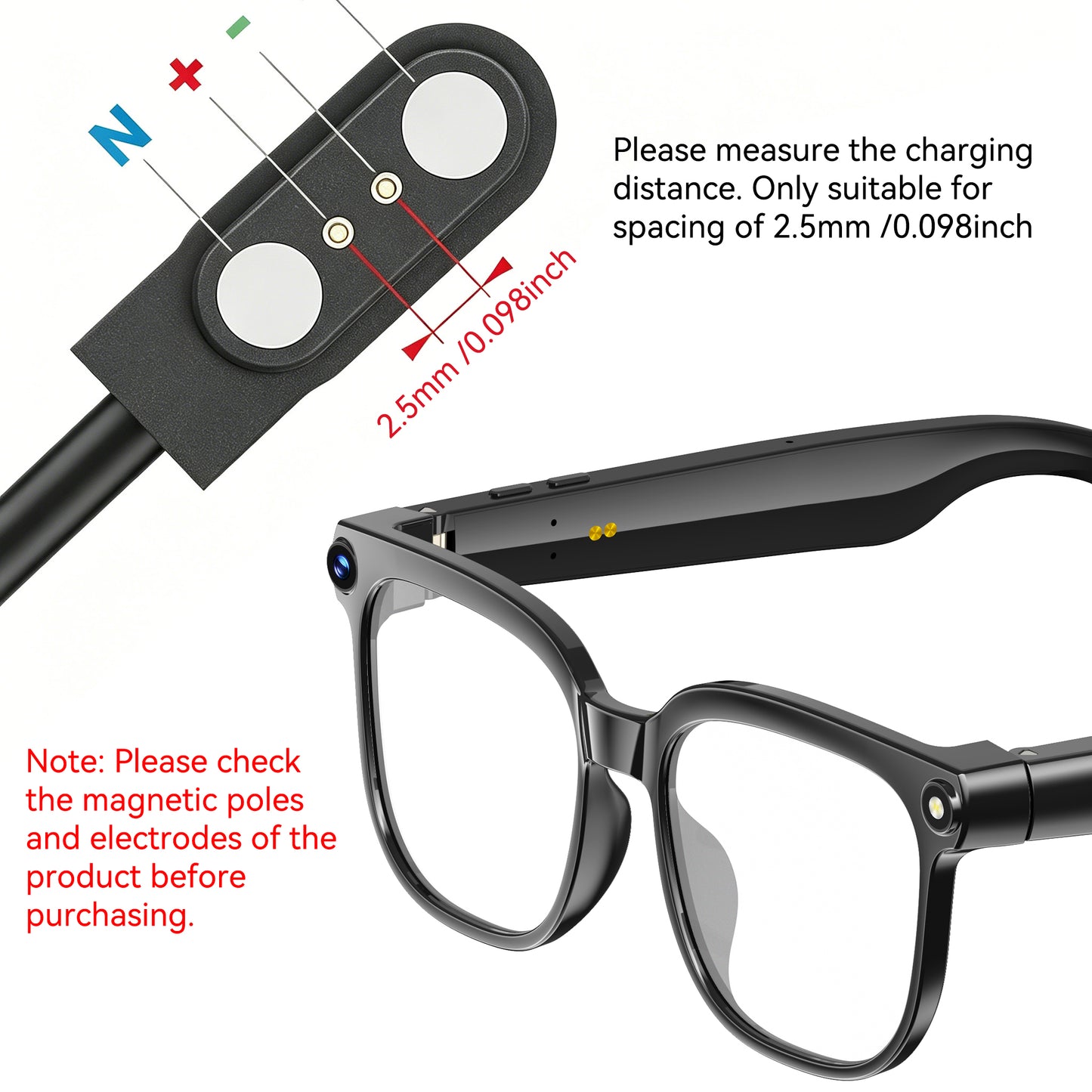 Smart Glasses Charger– Strong Magnetic Adsorption