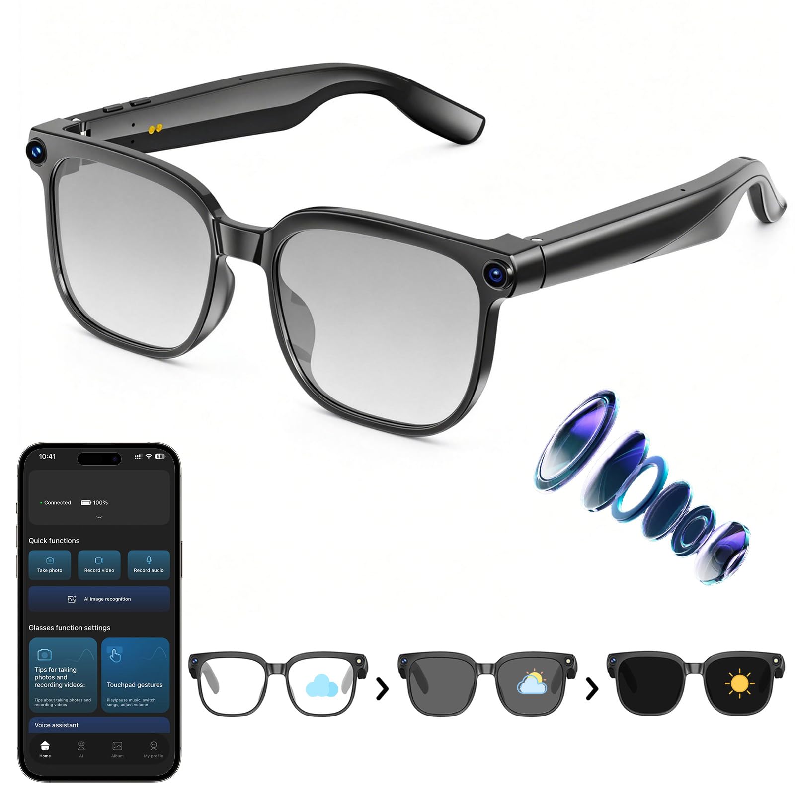 GP02 smart glasses with camera