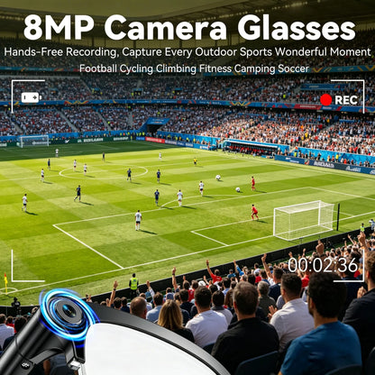 Osawalla 8MP camera glasses recording a live football match hands-free