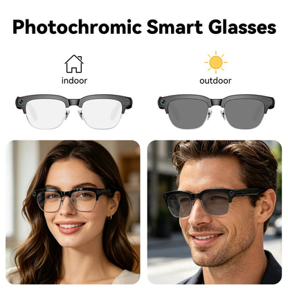 Osawalla photochromic smart glasses with clear indoor and tinted outdoor lenses