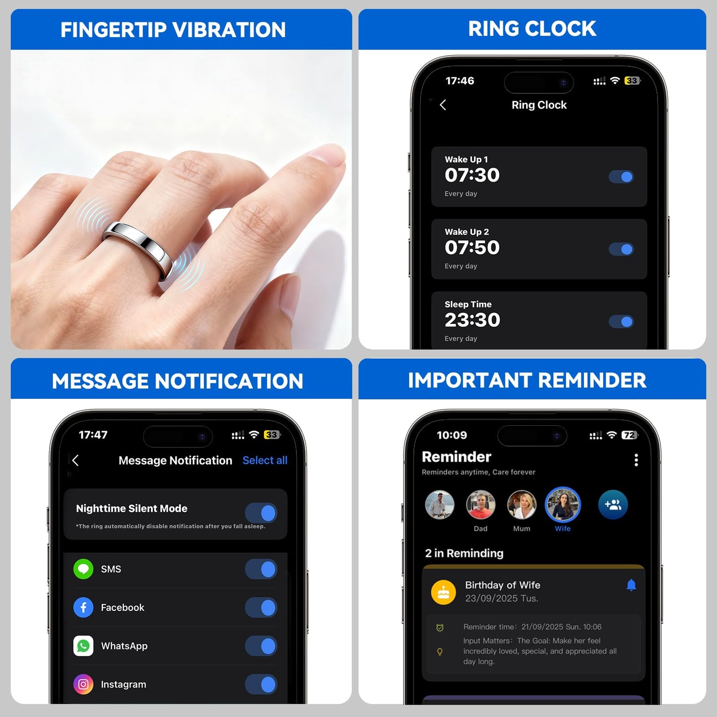 Osawalla Smart Ring –  Advanced Health & Fitness Tracker (Call Alerts, Temp/HR/Women's Health) | iOS/Android No Subscription