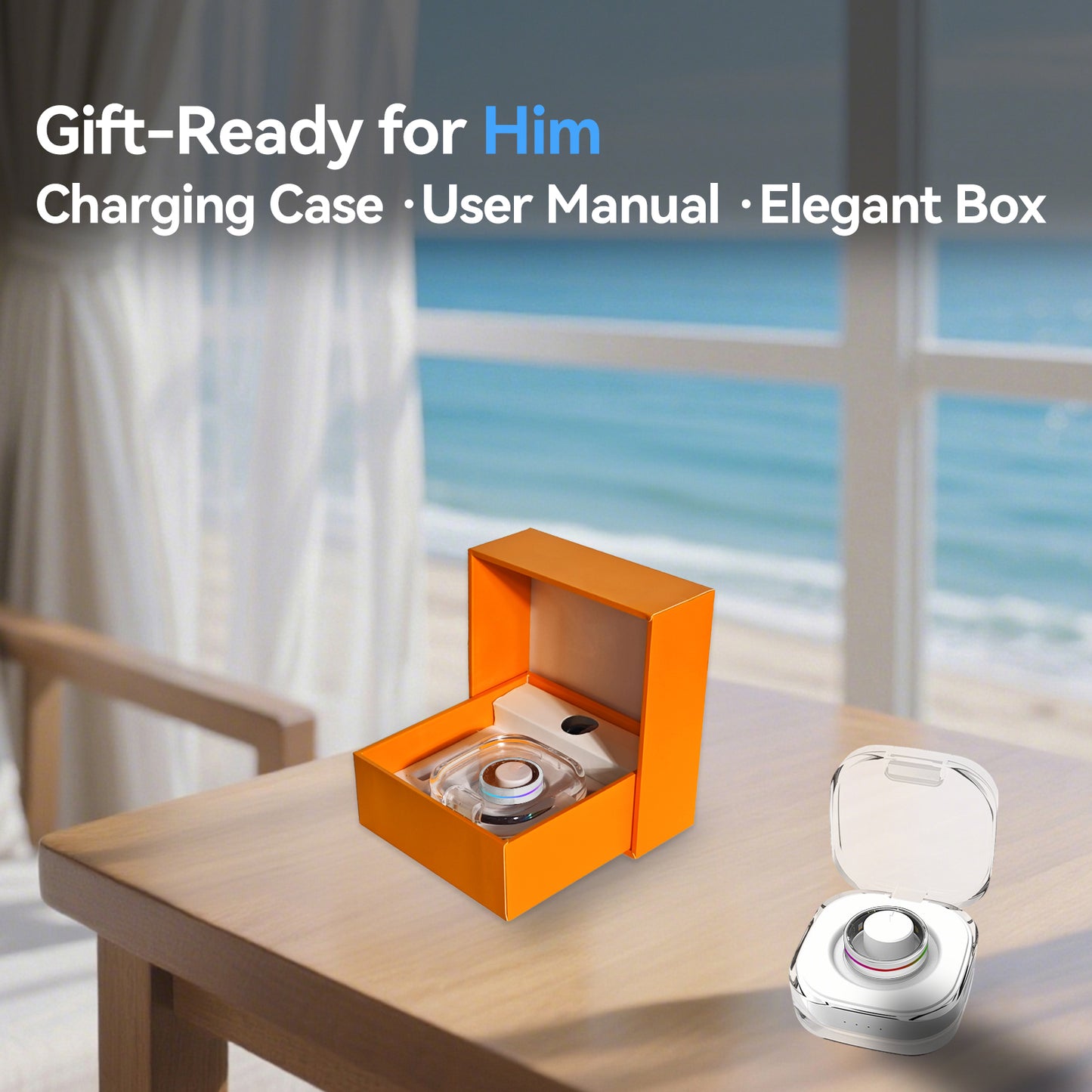 Silver Rainbow Smart Health Ring - IP68 Waterproof Tracker (HR, SpO2, BP, Sleep, Steps) | iOS/Android No Subscription