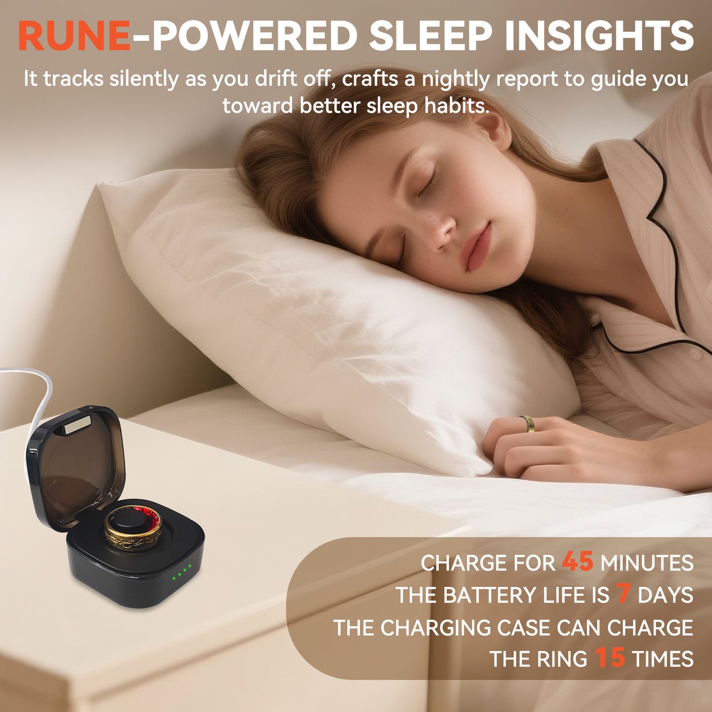 Gold Smart Health Ring - IP68 Waterproof Fitness Tracker (Heart Rate, SpO2, BP, Sleep, Steps) | iOS/Android No Subscription