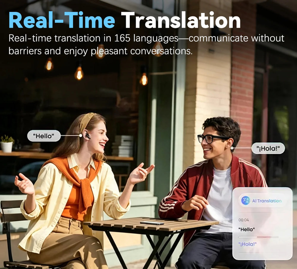 Osawalla GP10 smart glasses real‑time AI translation, 165 languages for barrier‑free cross‑language outdoor conversation