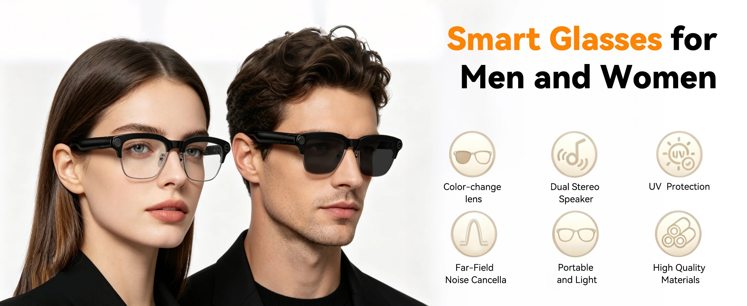 Osawalla GP08 smart glasses men women color-change lens dual stereo speaker