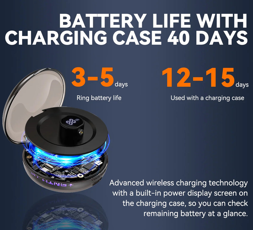 Osawalla Qring smart ring 40-day battery life wireless charging case included