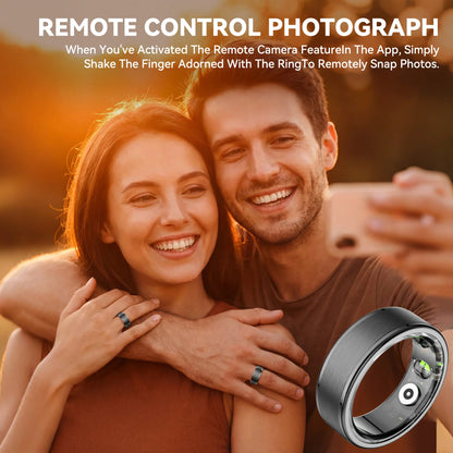 Couple taking selfie using Osawalla RP01 smart ring remote camera control feature