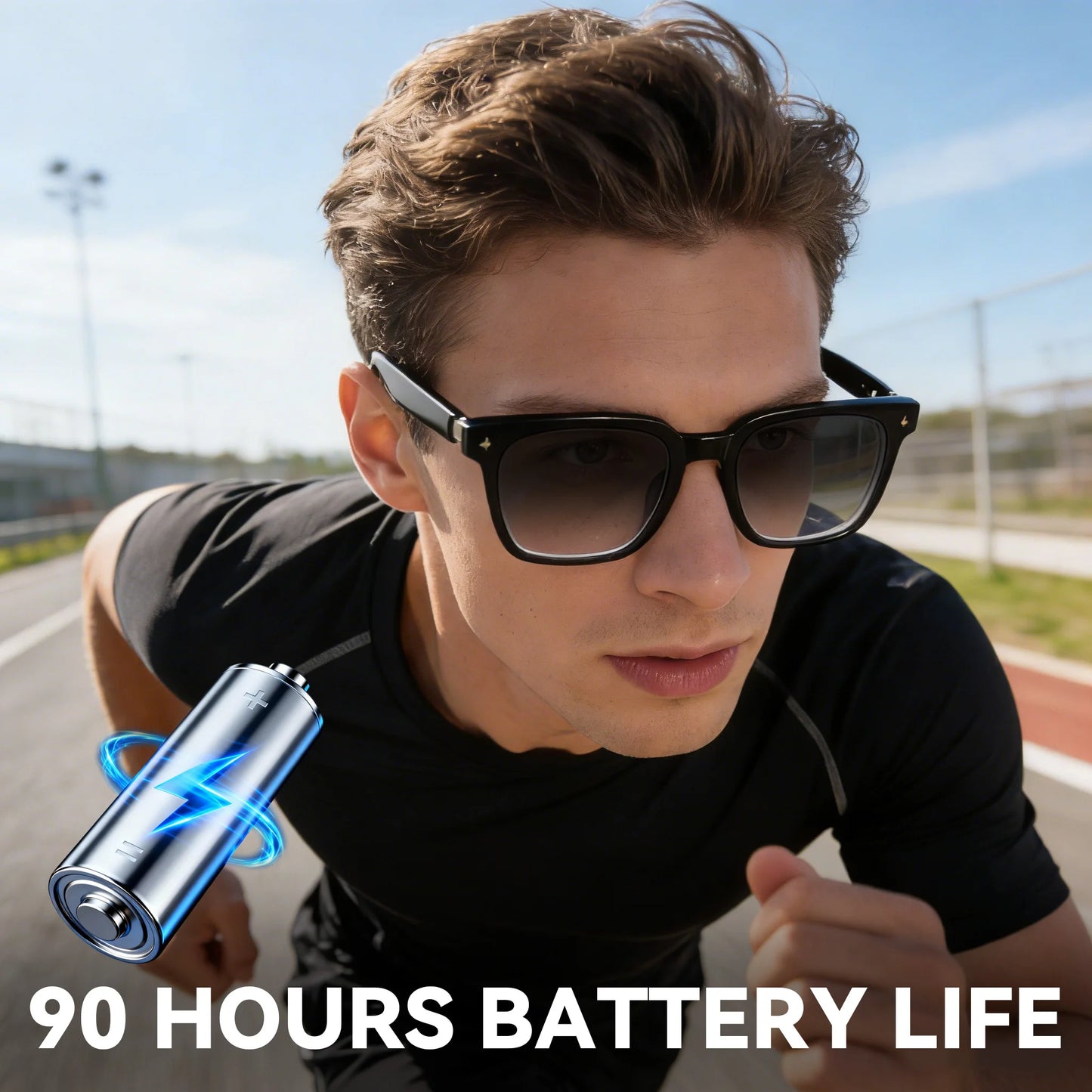 90 Hours Battery Life Smart Audio Glasses for Running, Outdoor Sports & Daily Wear