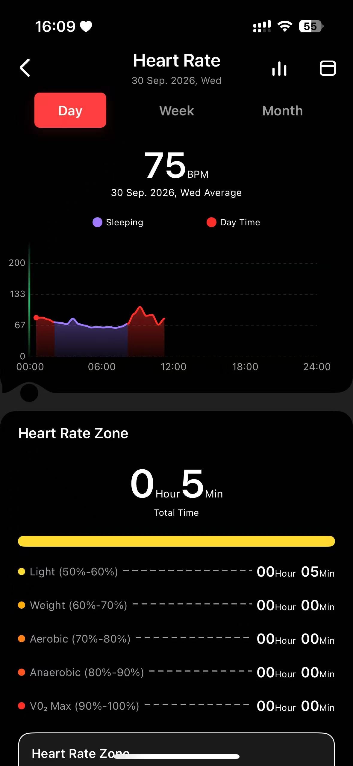 Heart rate detail with zones
