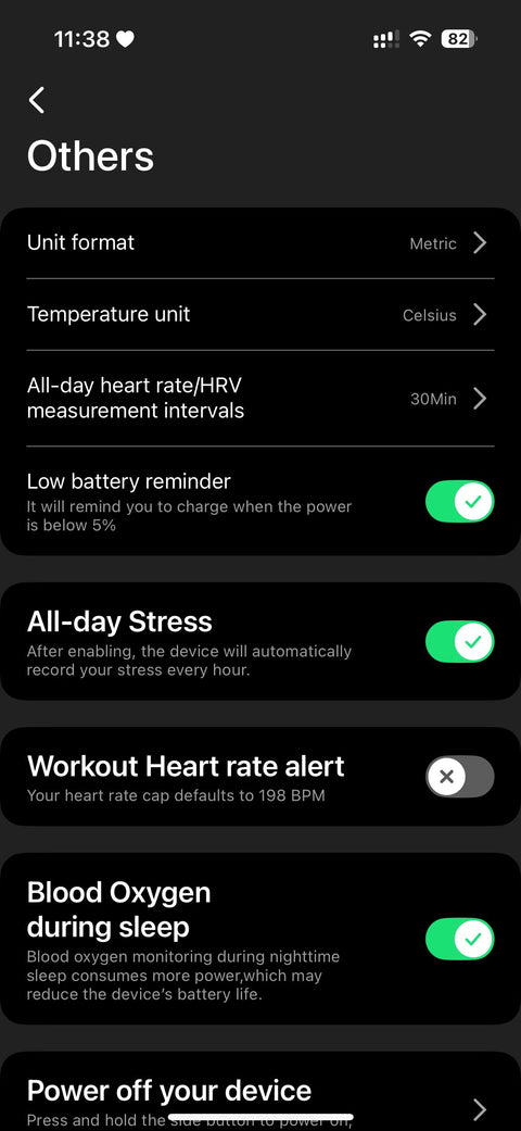 Other settings