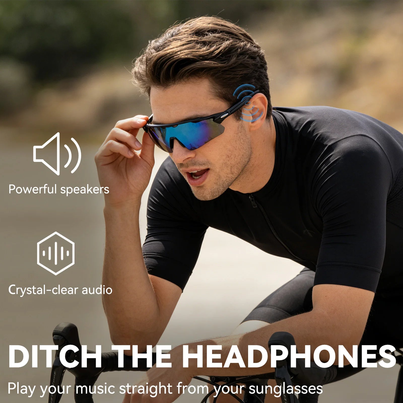 Bluetooth smart sunglasses with high-quality built-in speakers for music and calls outdoors