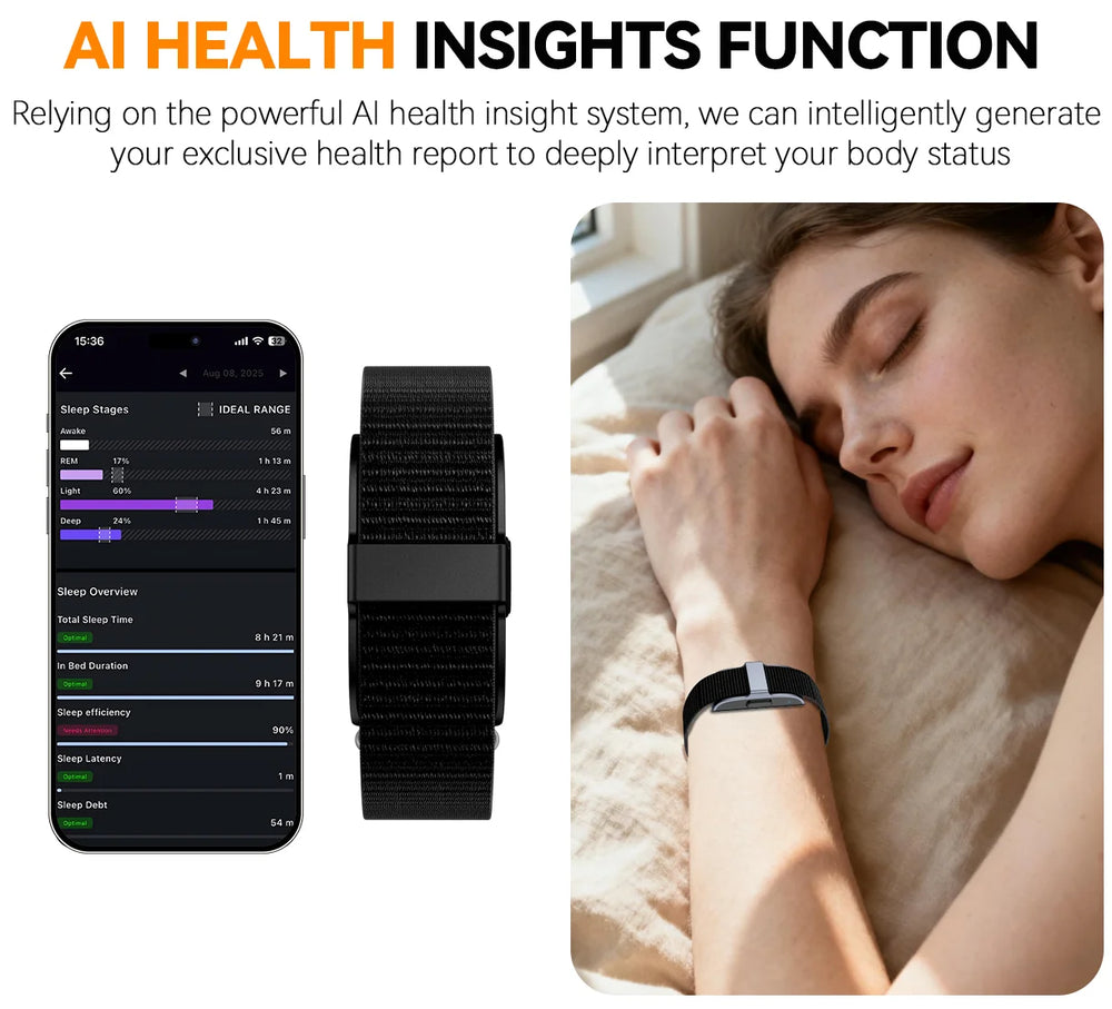 Osawalla health bracelet with AI sleep insights and overnight sleep tracking app