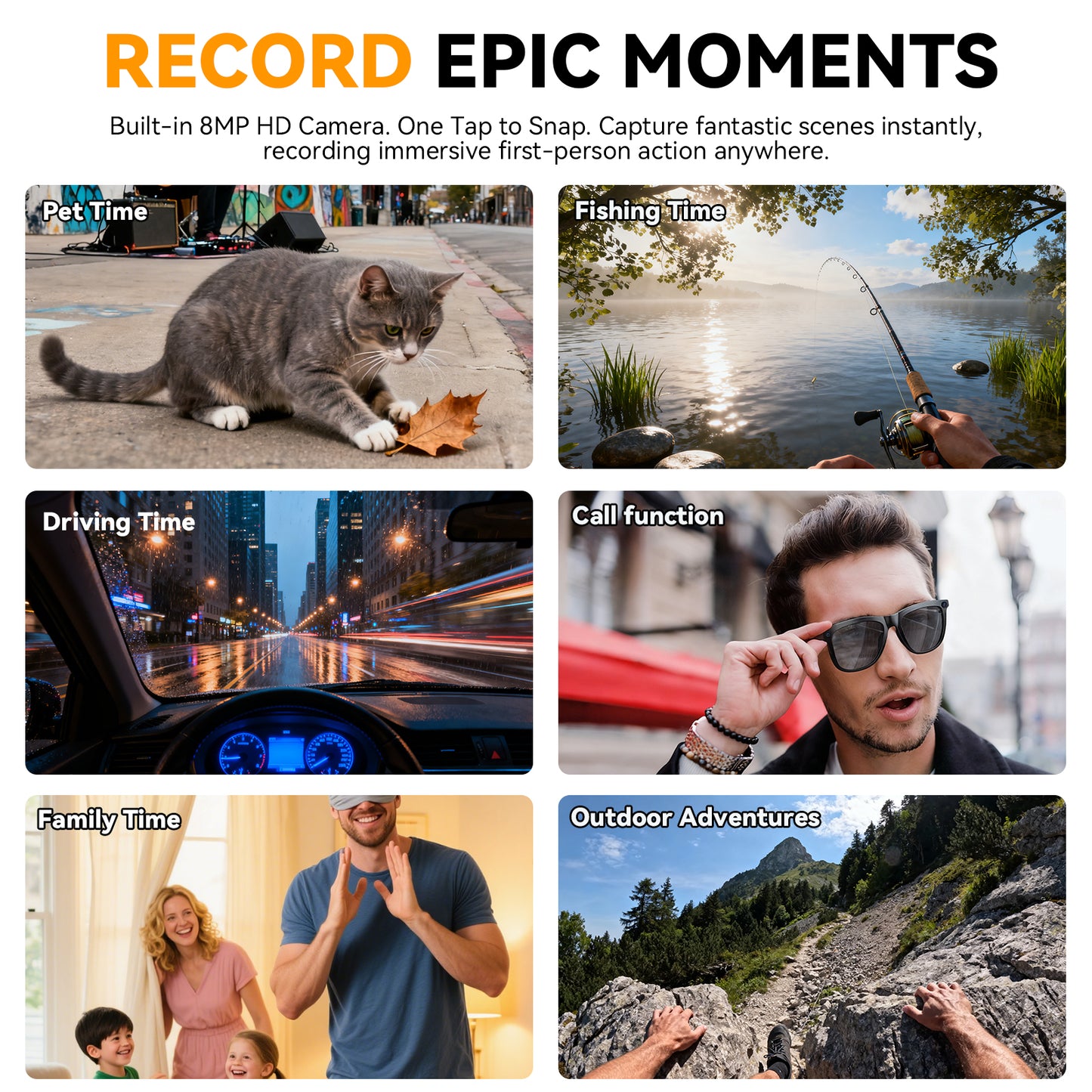 Smart Polarized Glasses - 5MP Hidden Camera 2K Recording | Bluetooth Calls/Music