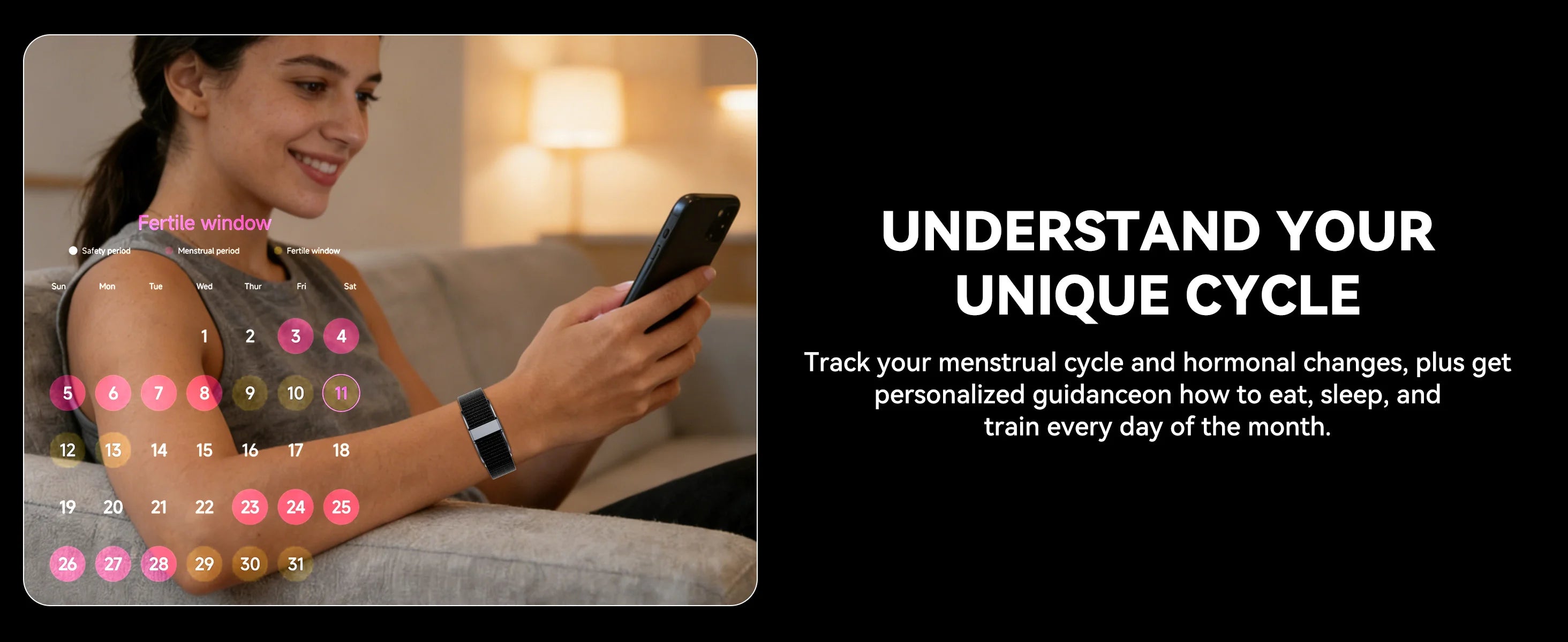 Osawalla health bracelet menstrual cycle tracking with fertile window calendar