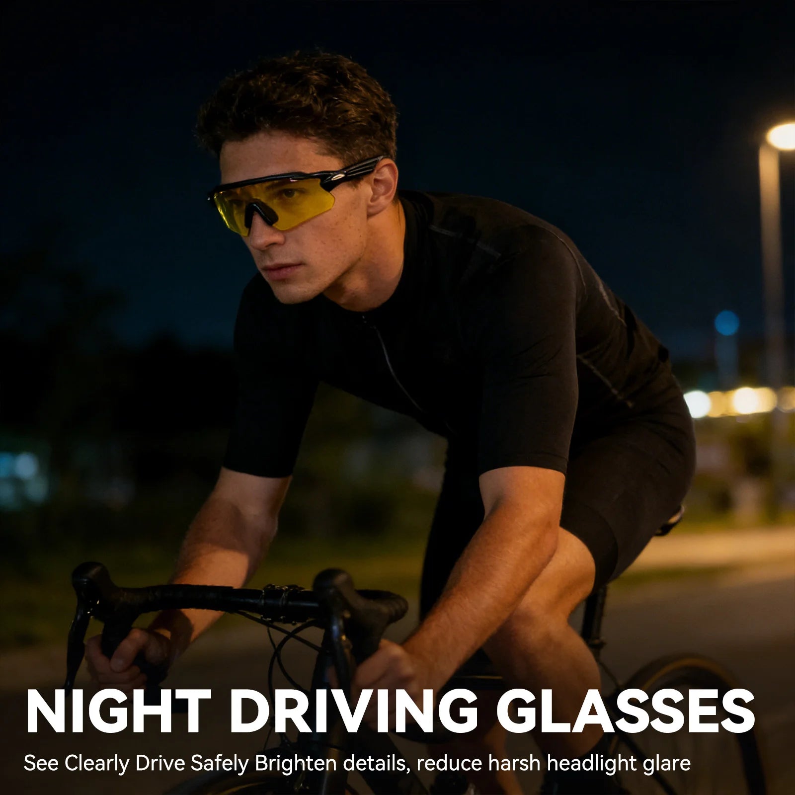 Night vision sports sunglasses, anti-glare, ideal for night driving and cycling