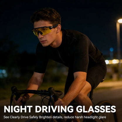 Night vision sports sunglasses, anti-glare, ideal for night driving and cycling