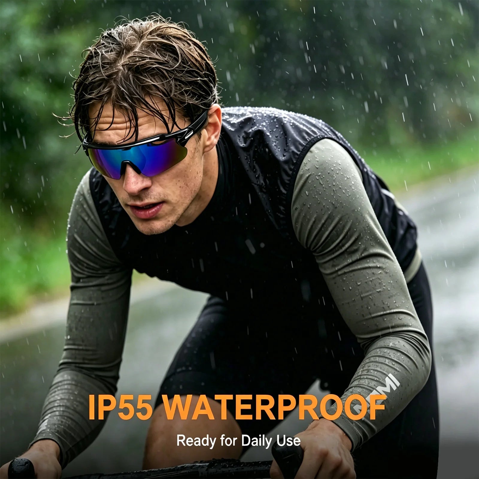 IP55 waterproof open-ear smart sunglasses for cycling and outdoor sports